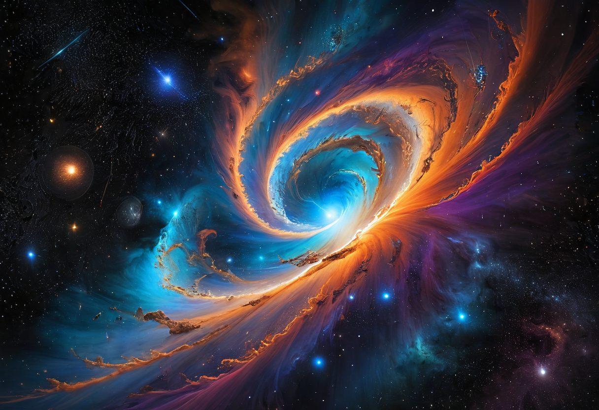 A breathtaking cosmic landscape showcasing a vibrant nebula filled with swirling stardust, leading into the depths of a spiral galaxy. Highlight celestial phenomena like supernovae and star clusters, with bright colors illuminating the dark cosmic void. Include a sense of scale, hinting at the vastness of space with small Earth-like planets in the foreground. The image should evoke wonder and curiosity about the universe. super-realistic. vibrant colors. dark background.